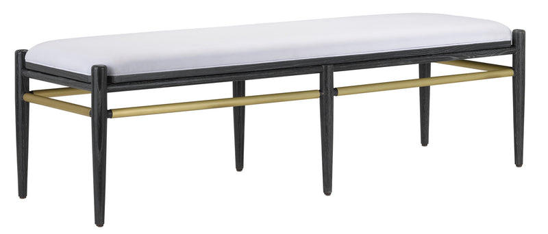 Currey and Company 7000-0311 Bench, Cerused Black/Brushed Brass Finish - LightingWellCo