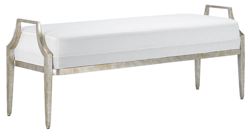 Currey and Company 7000-1181 Bench, Silver Granello Finish - LightingWellCo