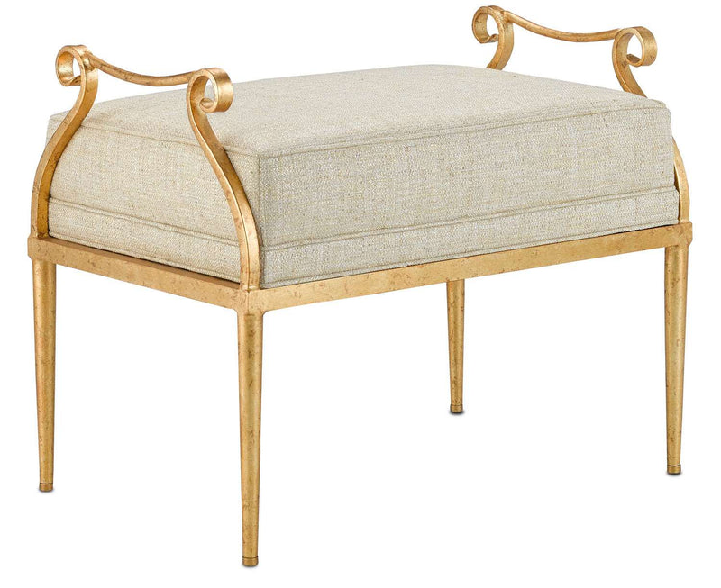 Currey and Company 7000-1232 Ottoman, Grecian Gold Finish - LightingWellCo