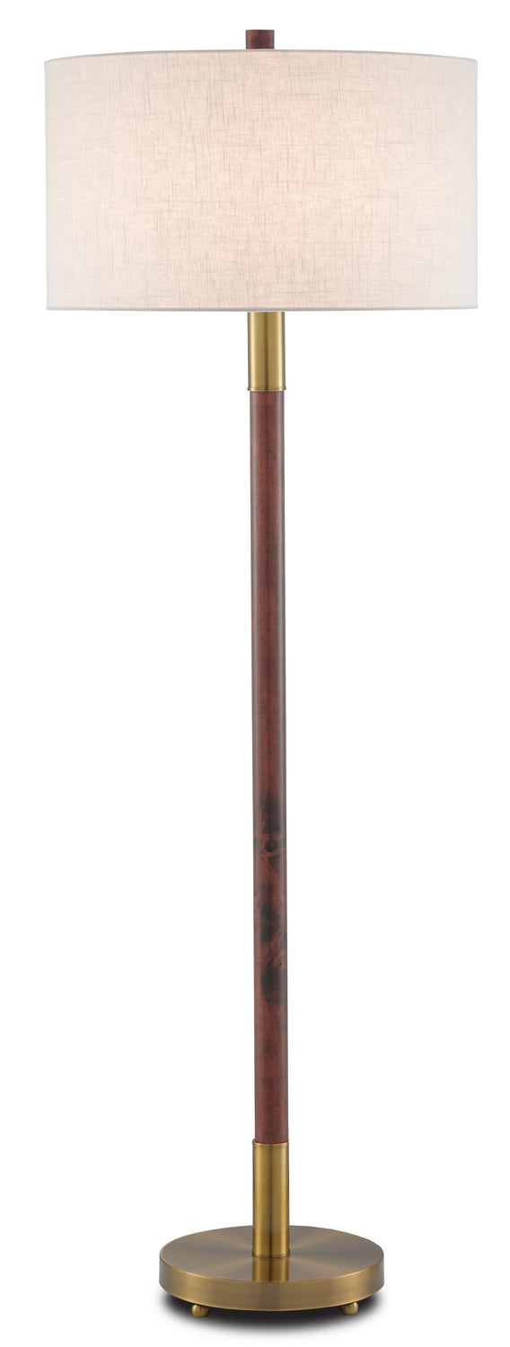 Currey and Company 8000-0081 One Light Floor Lamp, Mahogany/Antique Brass Finish - LightingWellCo