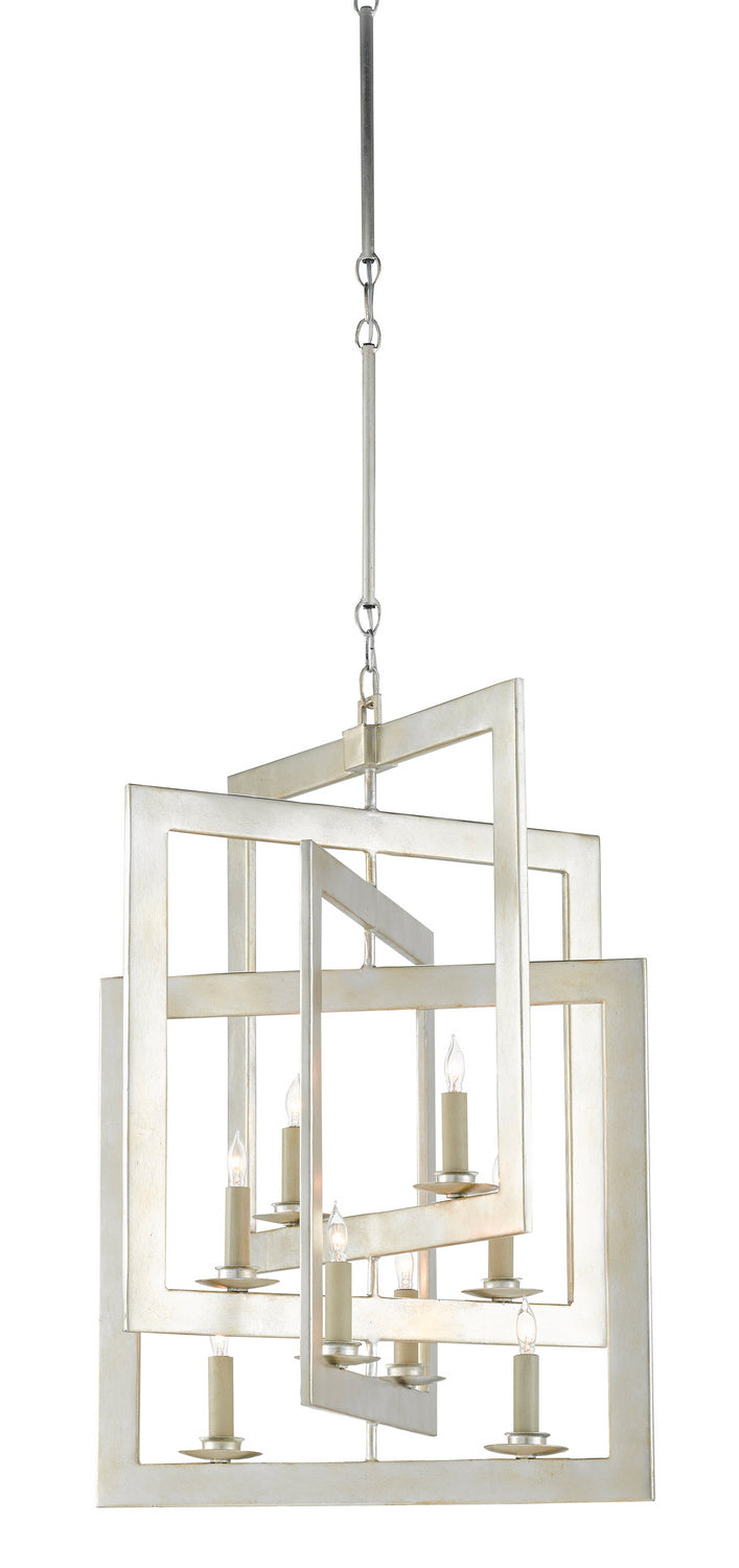 Currey and Company 9000-0523 Eight Light Chandelier, Contemporary Silver Leaf Finish - LightingWellCo