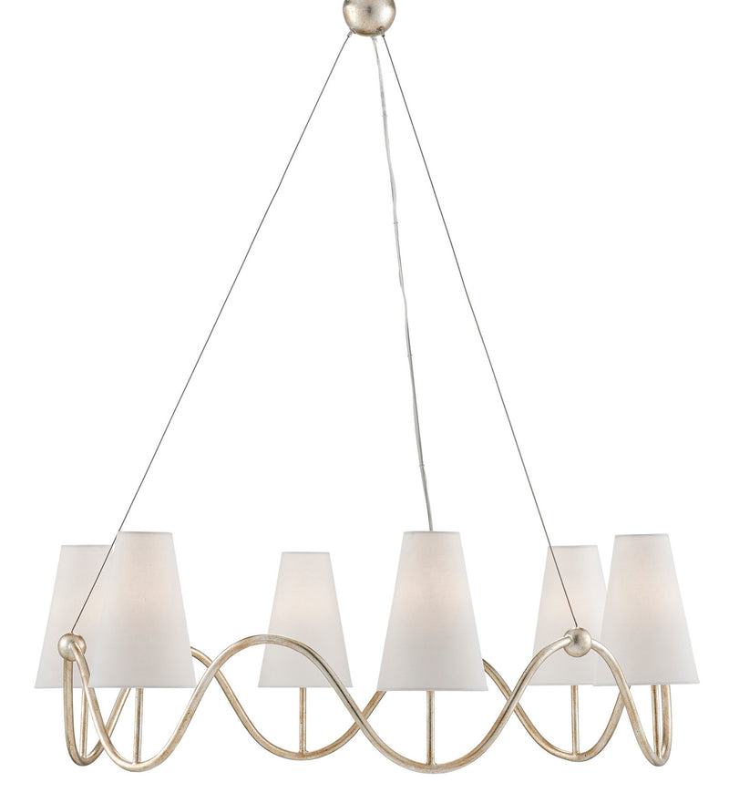 Currey and Company 9000-0526 Six Light Chandelier, Silver Granello Finish - LightingWellCo