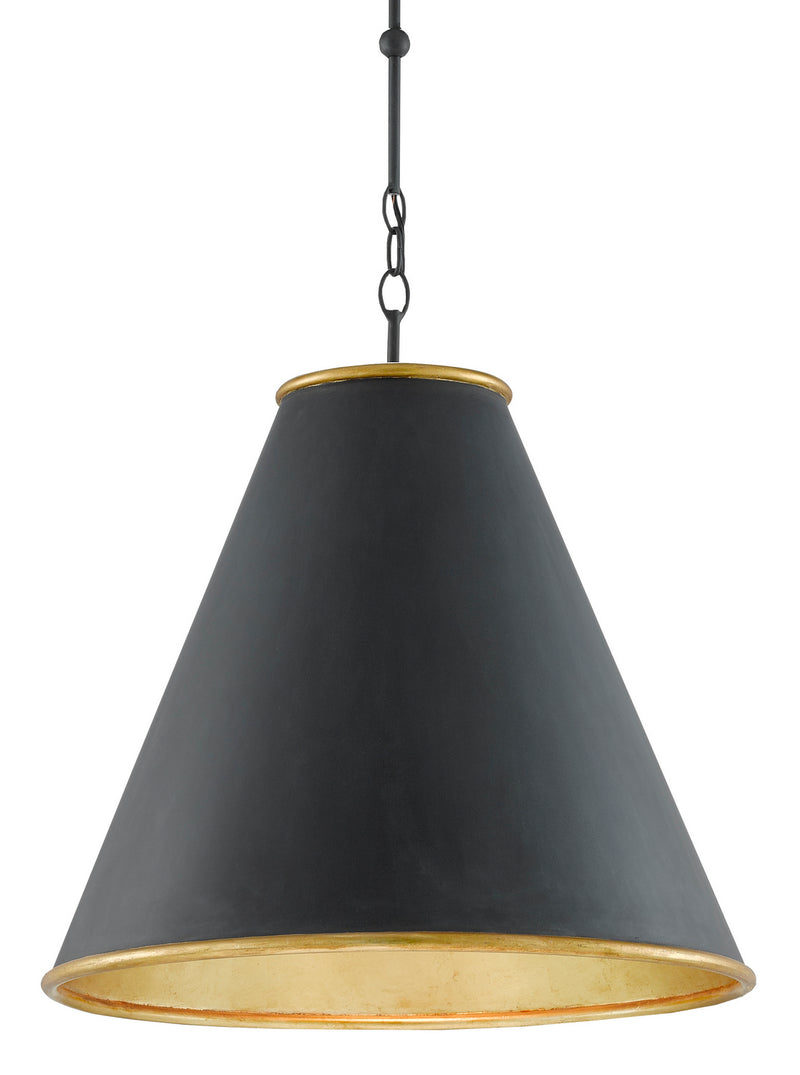 Currey and Company 9000-0535 One Light Pendant, Antique Black/Contemporary Gold Leaf/Painted Gold Finish - LightingWellCo