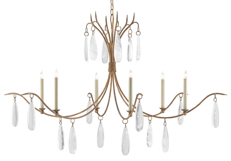 Currey and Company 9000-0545 Six Light Chandelier, Rustic Gold/Faux Rock Crystal Finish - LightingWellCo