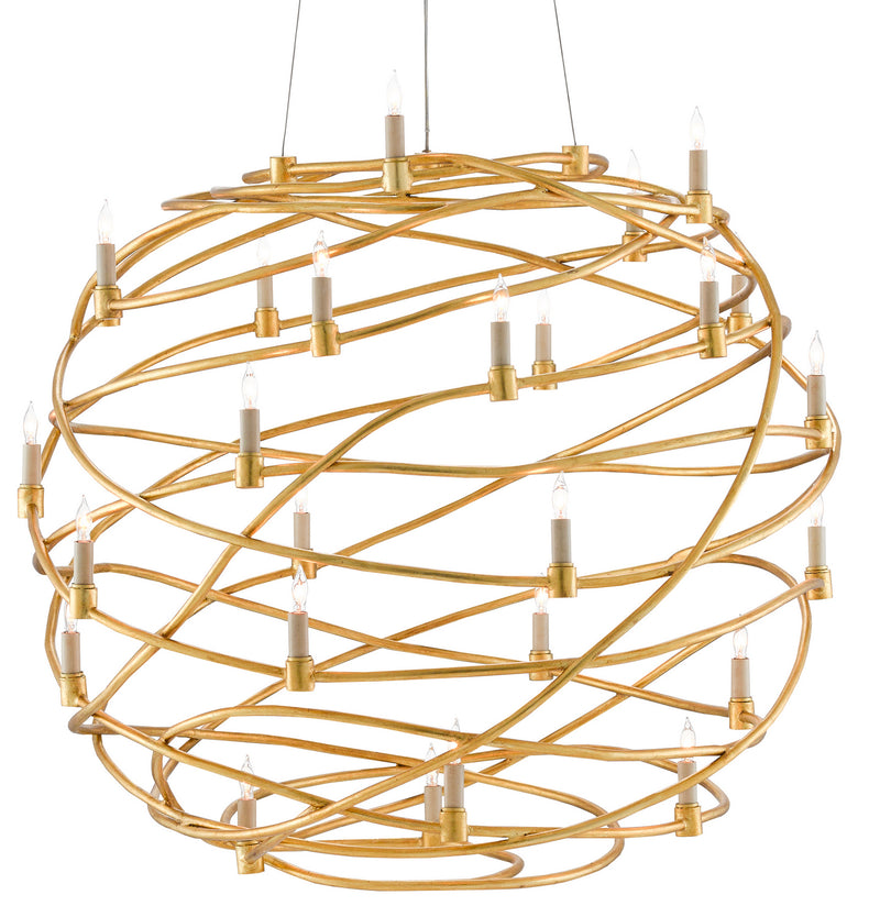 Currey and Company 9000-0548 26 Light Chandelier, Contemporary Gold Leaf Finish - LightingWellCo