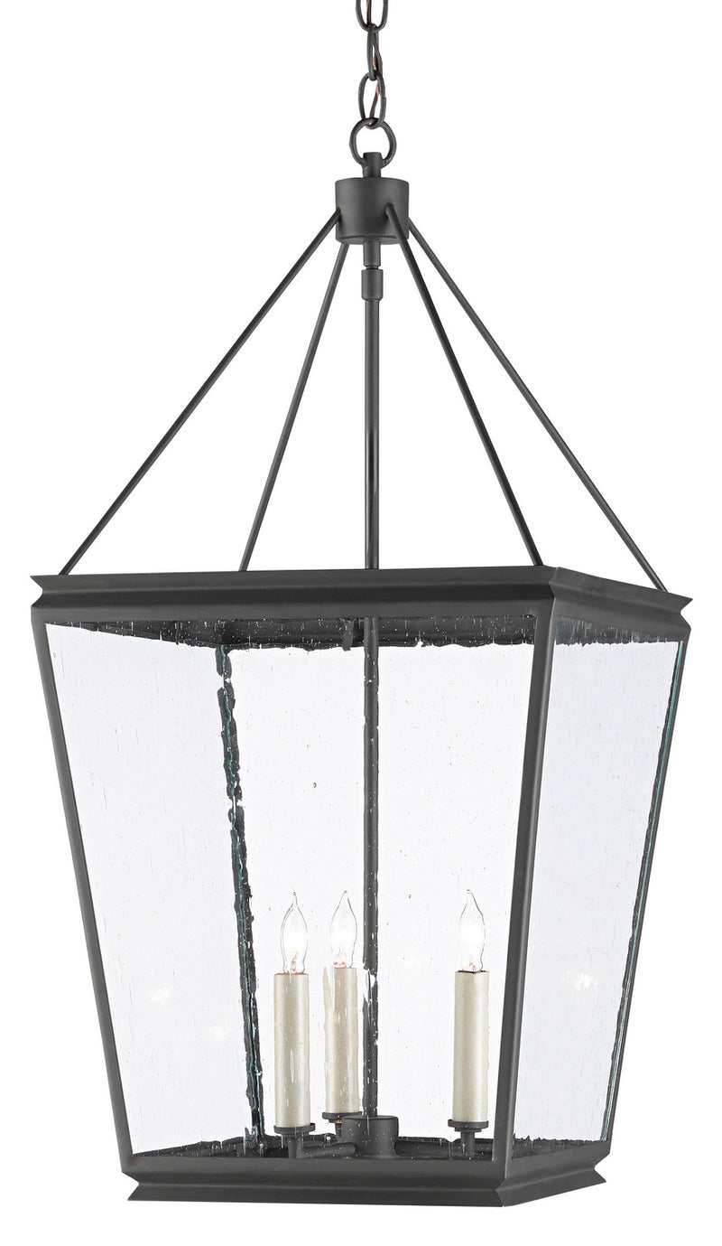 Currey and Company 9000-0550 Three Light Lantern, Old Iron Finish - LightingWellCo