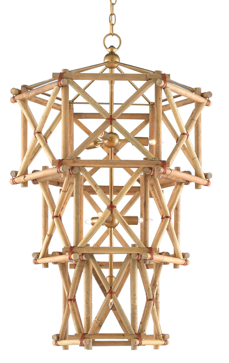 Currey and Company 9000-0553 Seven Light Chandelier, Natural/New Brass Finish - LightingWellCo