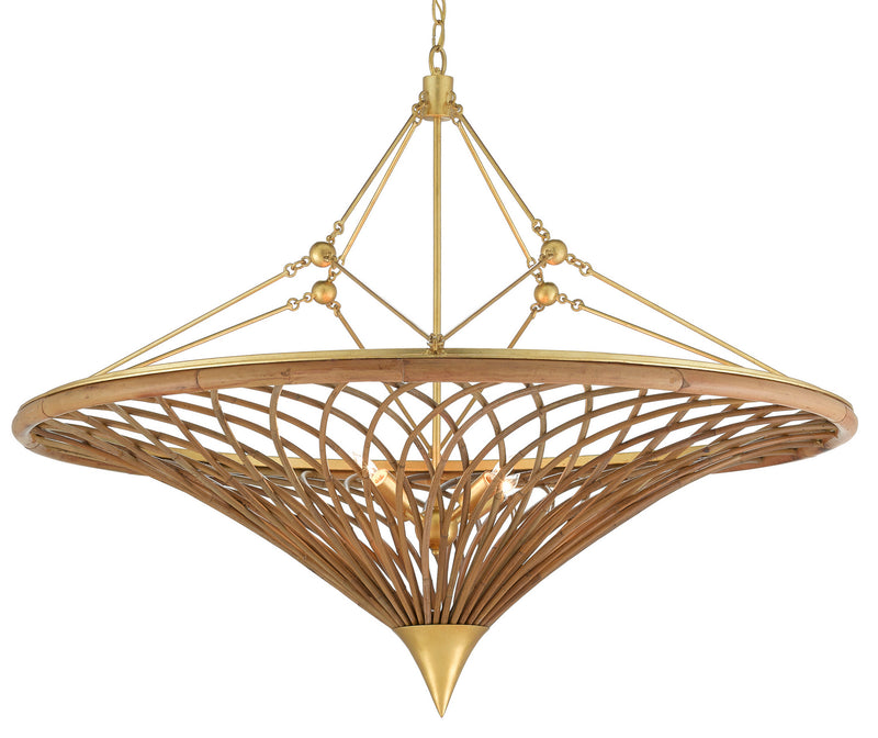 Currey and Company 9000-0560 Four Light Chandelier, Natural/Contemporary Gold Leaf Finish - LightingWellCo