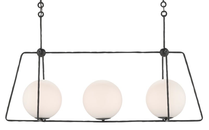 Currey and Company 9000-0562 Three Light Chandelier, Antique Bronze/White Finish - LightingWellCo