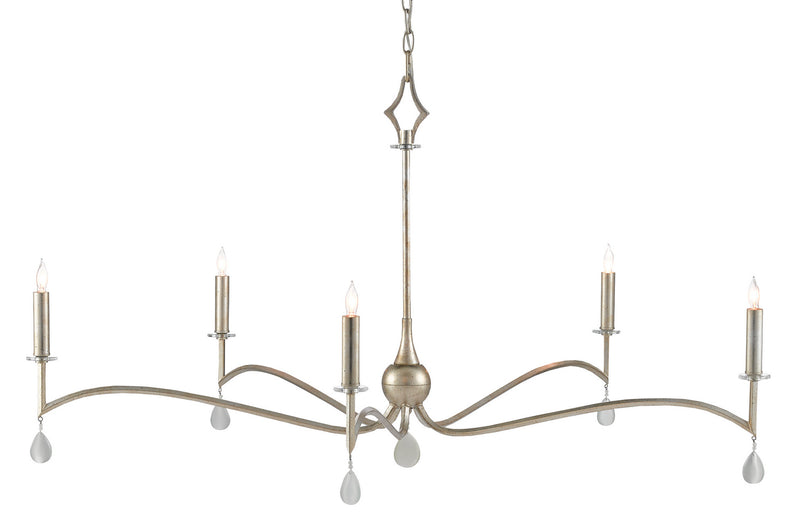 Currey and Company 9000-0578 Five Light Chandelier, Antique Silver Leaf/Natural Finish - LightingWellCo