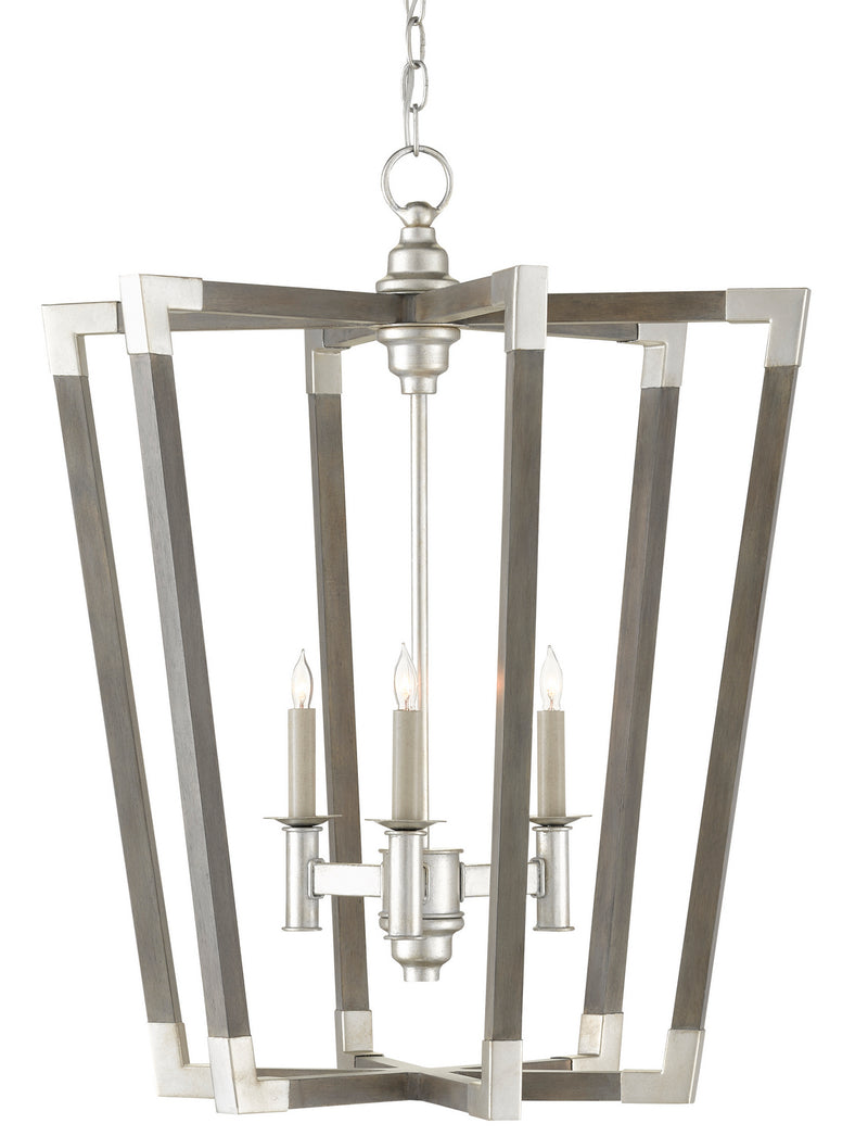 Currey and Company 9000-0605 Three Light Chandelier, Chateau Gray/Contemporary Silver Leaf Finish - LightingWellCo