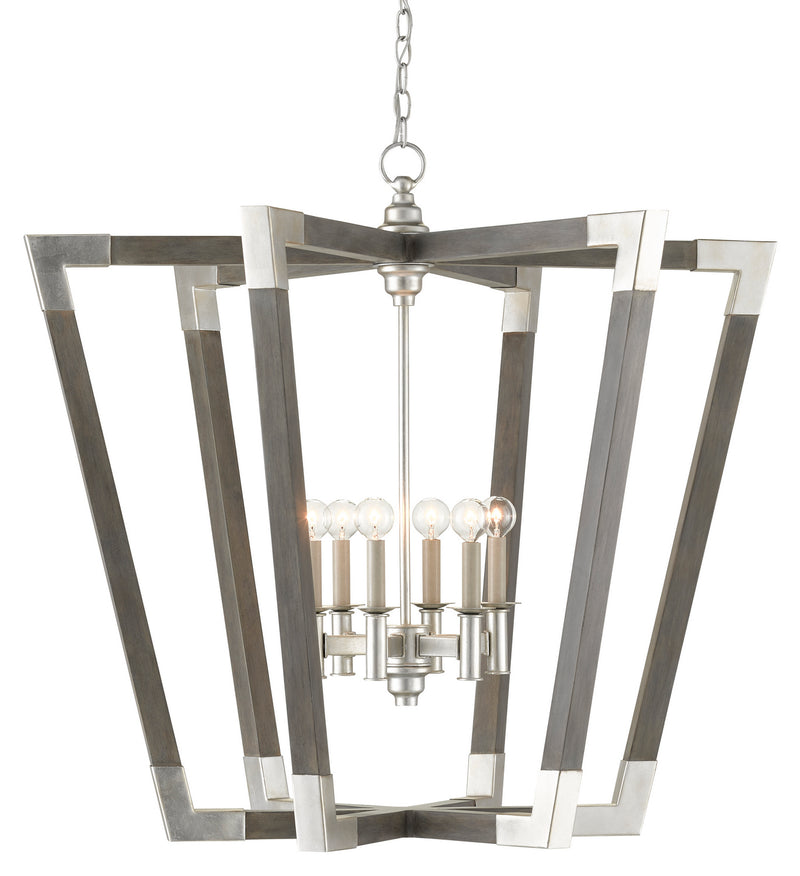 Currey and Company 9000-0606 Six Light Chandelier, Chateau Gray/Contemporary Silver Leaf Finish - LightingWellCo