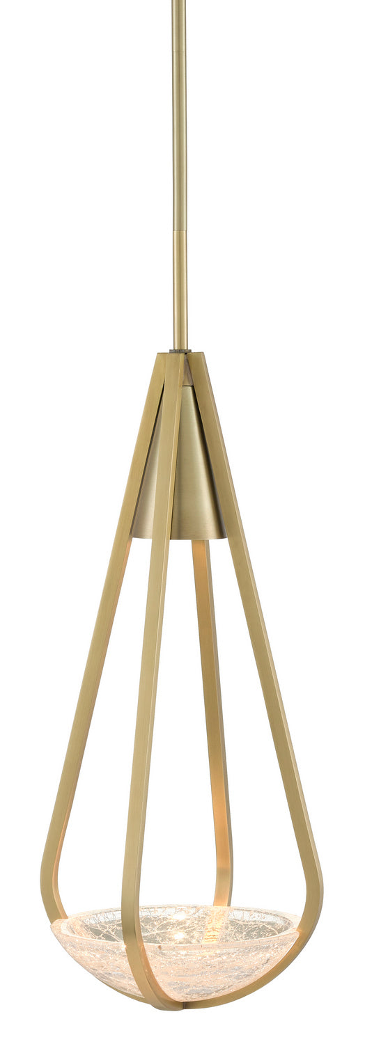 Currey and Company 9000-0618 One Light Pendant, Brushed Brass Finish - LightingWellCo