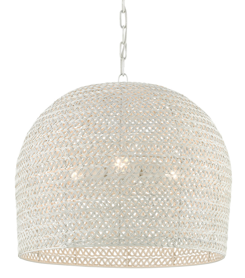 Currey and Company 9000-0623 Three Light Chandelier, White Finish - LightingWellCo