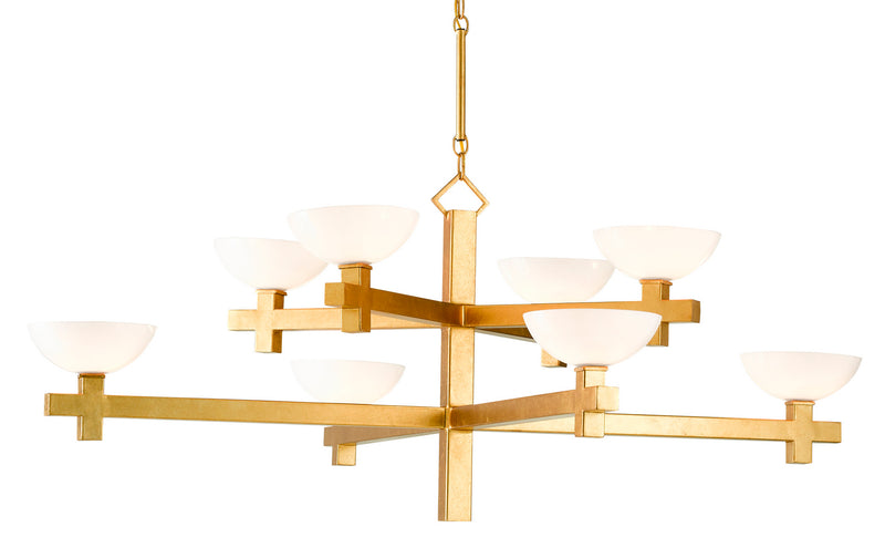 Currey and Company 9000-0642 Eight Light Chandelier, White/Contemporary Gold Leaf Finish - LightingWellCo