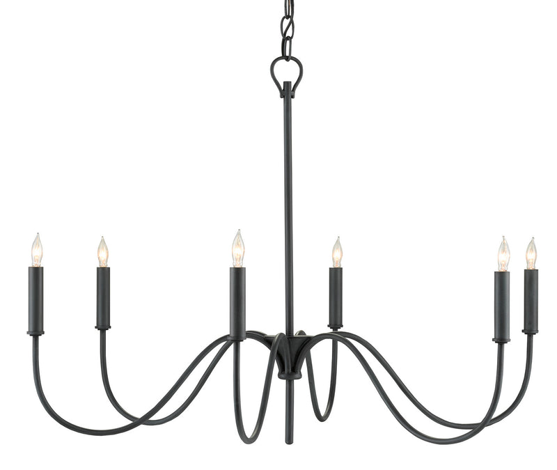 Currey and Company 9000-0653 Six Light Chandelier, Antique Black Finish - LightingWellCo