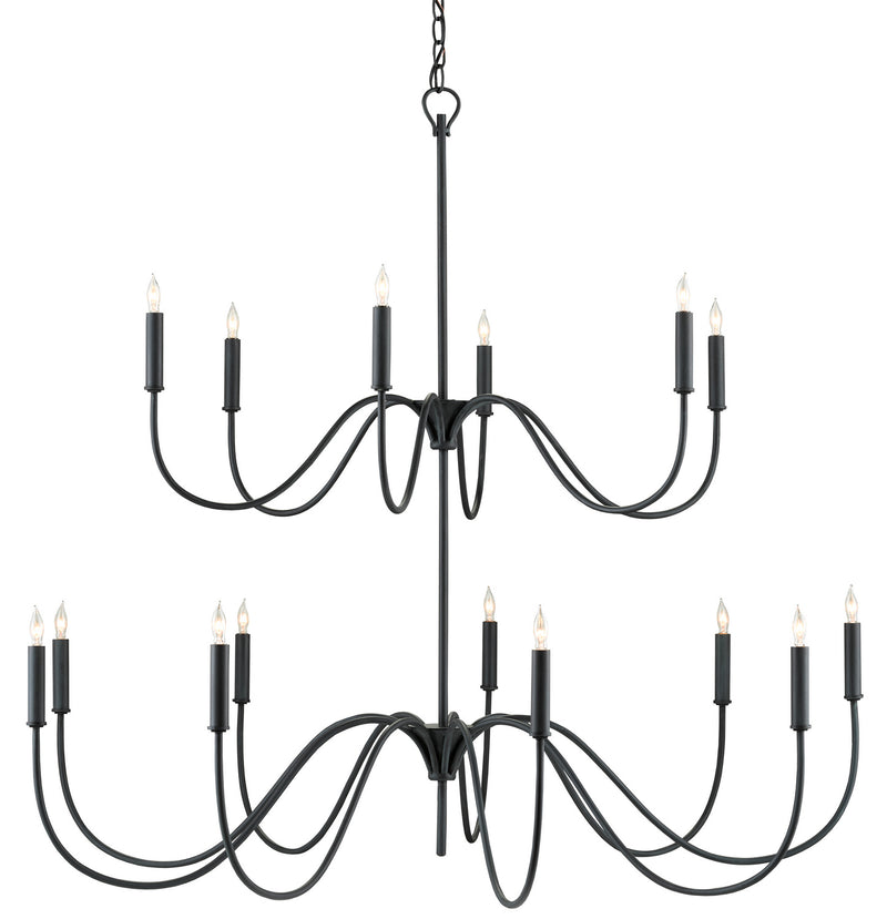 Currey and Company 9000-0654 15 Light Chandelier, Antique Black Finish - LightingWellCo