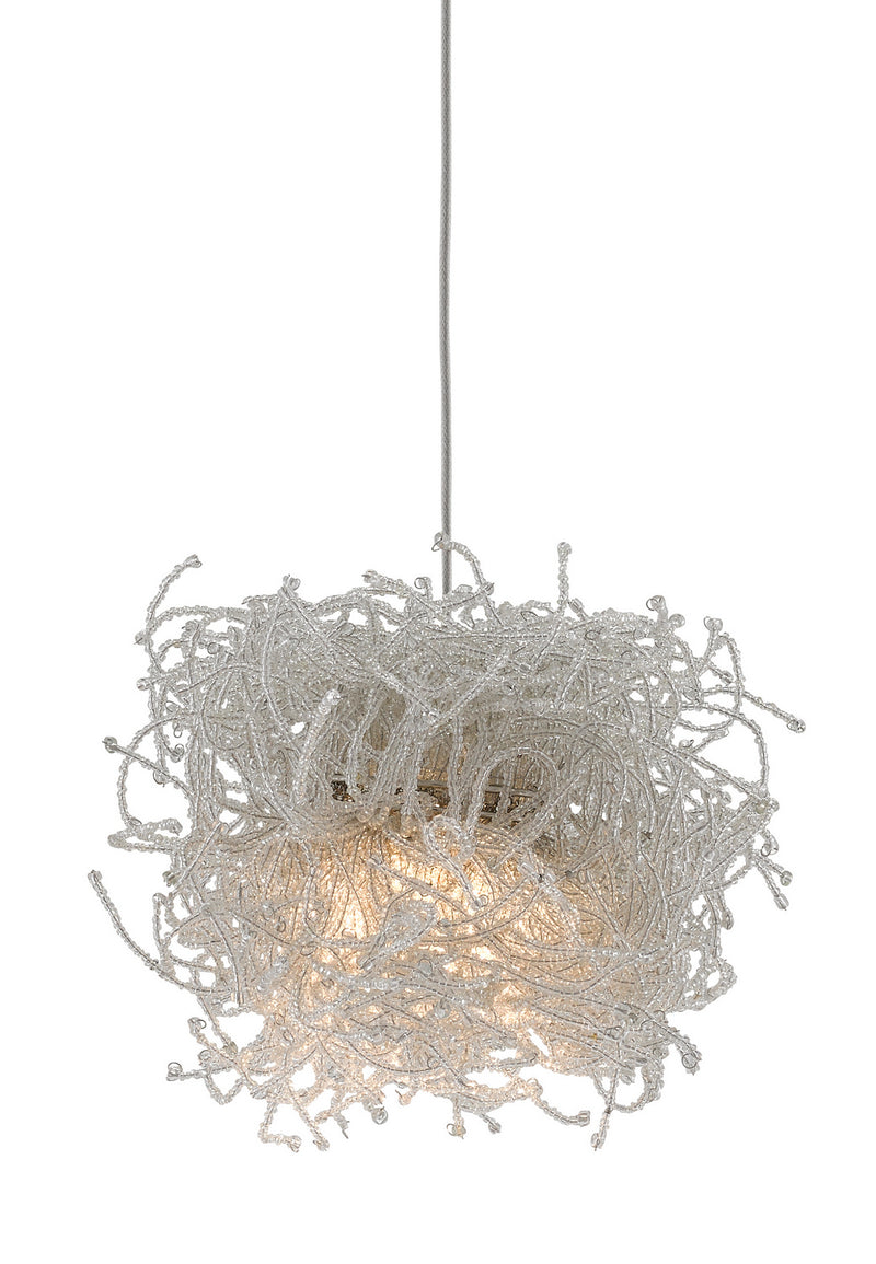 Currey and Company 9000-0695 One Light Pendant, Painted Silver/Clear Finish - LightingWellCo