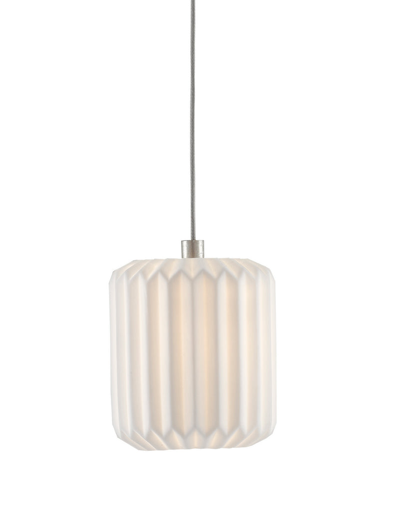 Currey and Company 9000-0709 One Light Pendant, Painted Silver/White Finish - LightingWellCo