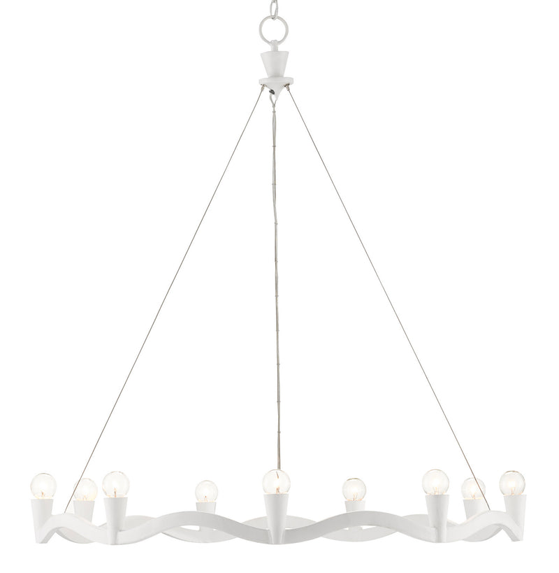 Currey and Company 9000-0730 Nine Light Chandelier, Gesso White Finish - LightingWellCo