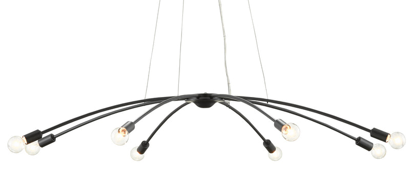 Currey and Company 9000-0731 Eight Light Chandelier, Satin Black Finish - LightingWellCo