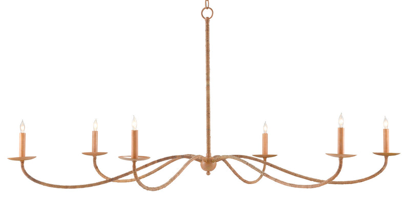 Currey and Company 9000-0757 Six Light Chandelier, Painted Rattan/Natural Rattan Finish - LightingWellCo