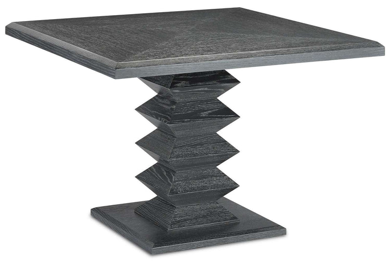 Currey and Company 3000-0162 Dining Table, Cerused Black Finish - LightingWellCo