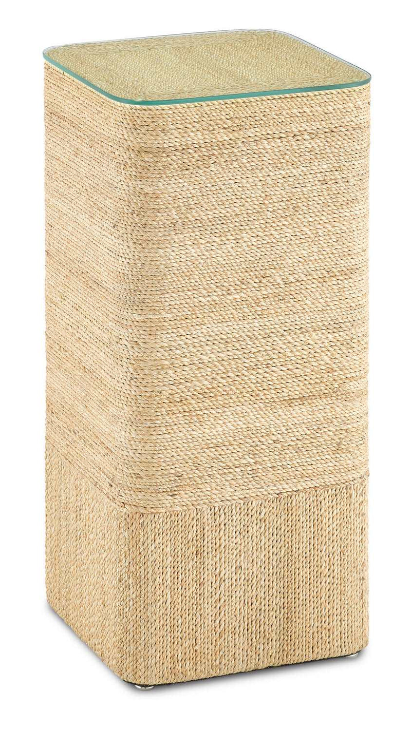 Currey and Company 3000-0173 Accent Table/Pedestal, Natural Abaca Rope Finish - LightingWellCo