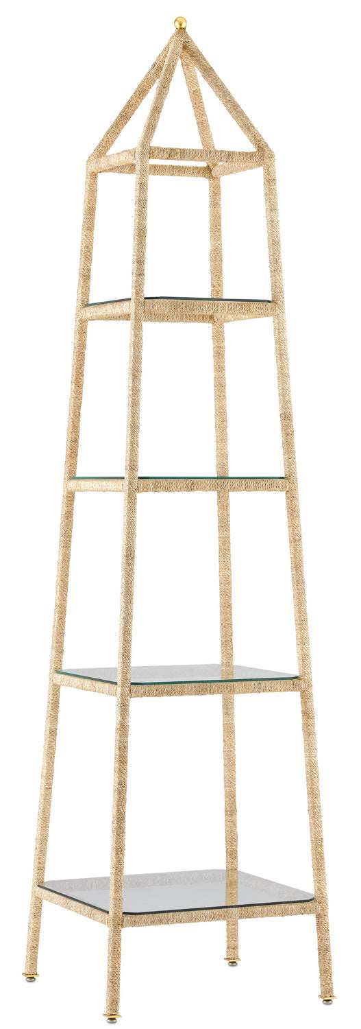 Currey and Company 3000-0181 Etagere, Natural Abaca Rope/Contemporary Gold Leaf Finish - LightingWellCo