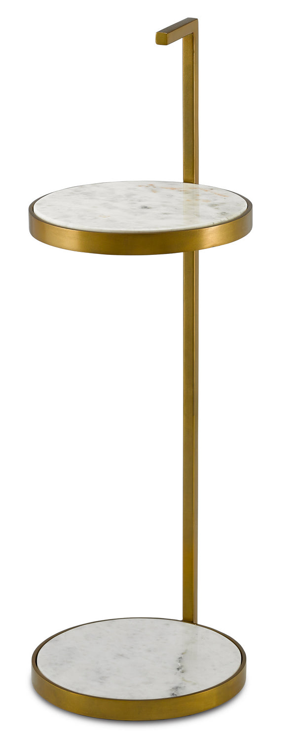 Currey and Company 4000-0098 Drinks Table, Antique Brass/White Finish - LightingWellCo