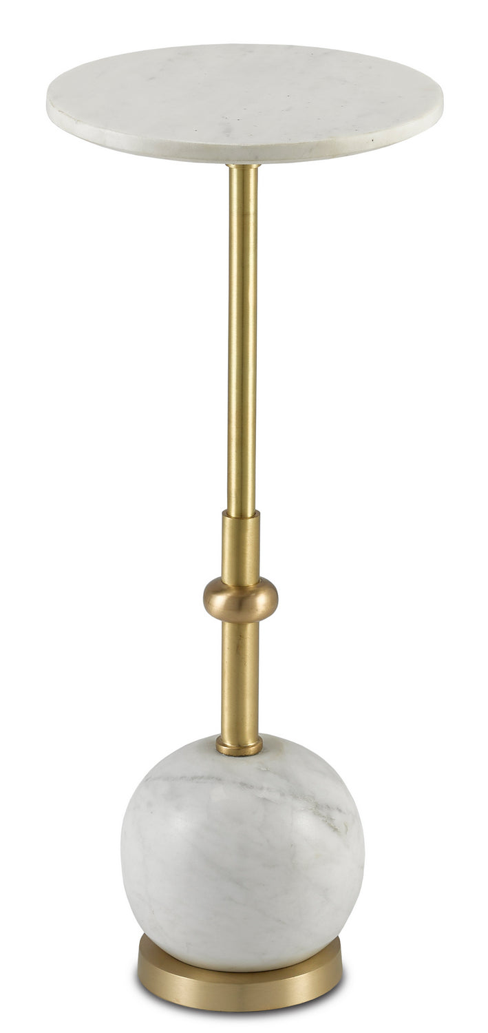 Currey and Company 4000-0101 Drinks Table, Brushed Brass/White Finish - LightingWellCo