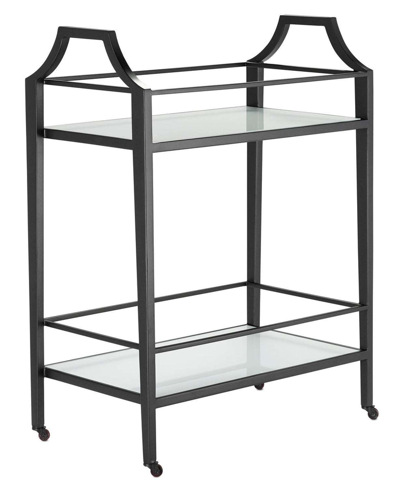 Currey and Company 4000-0119 Bar Cart, Black/White Finish - LightingWellCo