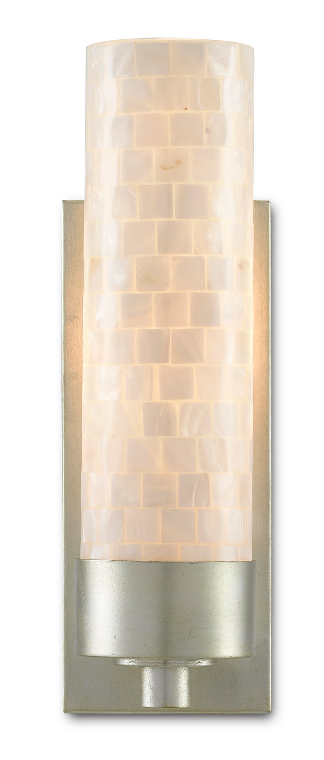 Currey and Company 5000-0158 One Light Wall Sconce, Pearl/Silver Leaf Finish - LightingWellCo