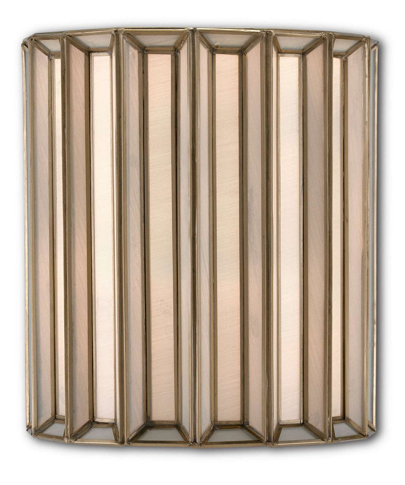 Currey and Company 5000-0175 One Light Wall Sconce, Antique Brass/White Finish - LightingWellCo