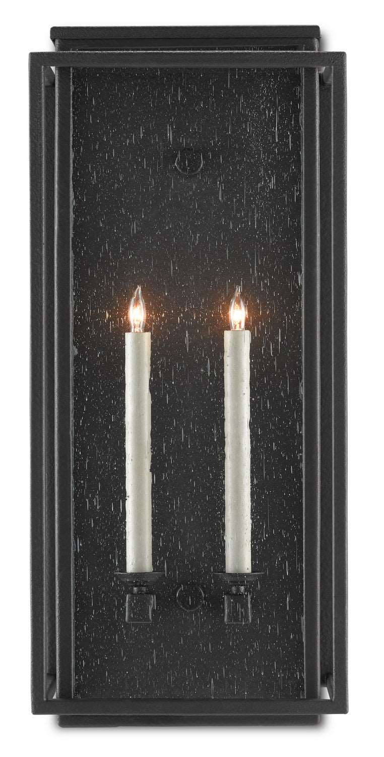 Currey and Company 5500-0041 Two Light Outdoor Wall Sconce, Midnight Finish - LightingWellCo