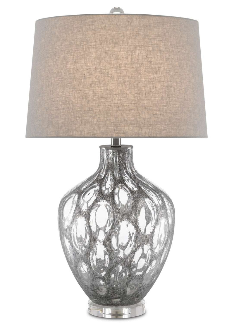 Currey and Company 6000-0644 One Light Table Lamp, Textured Dark Gray/Clear/Antique Nickel Finish - LightingWellCo