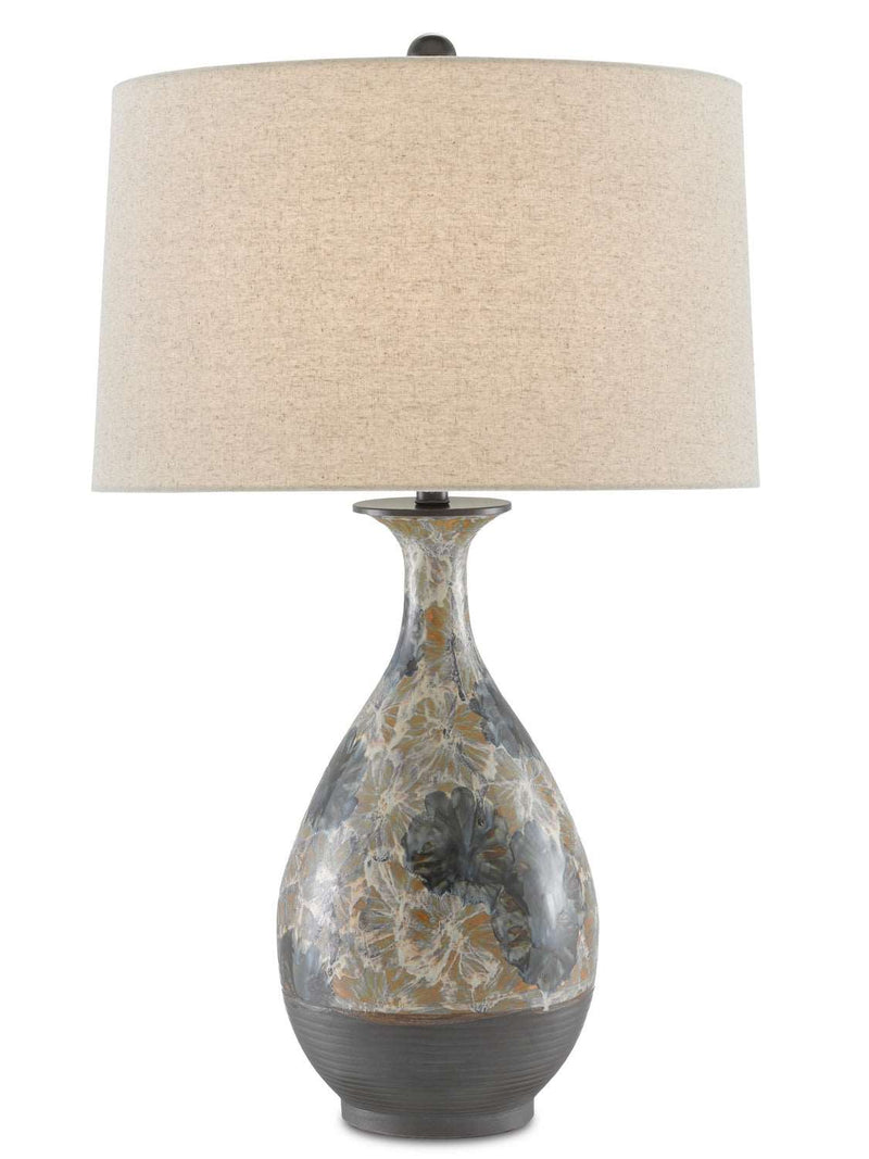 Currey and Company 6000-0658 One Light Table Lamp, Cream/Blue/Brown Finish - LightingWellCo