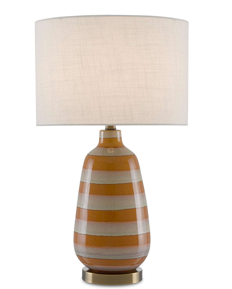 Currey and Company 6000-0677 One Light Table Lamp, Orange/Oyster White Finish - LightingWellCo