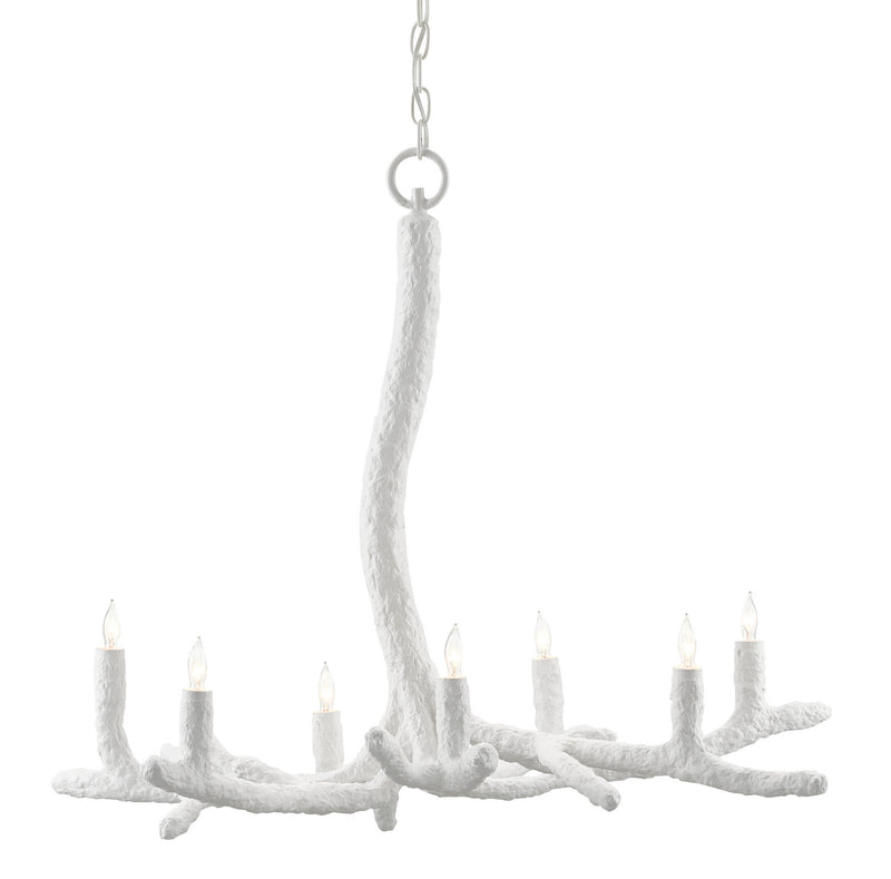 Currey and Company 9000-0752 Seven Light Chandelier, White Paper Mache Finish - LightingWellCo