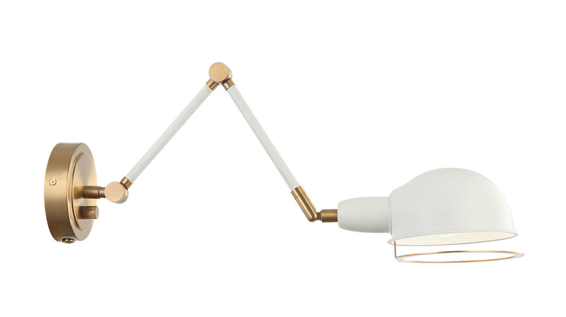 Matteo Lighting S00721AGWH Wall Sconce Light, Aged Gold Brass / White Finish - LightingWellCo