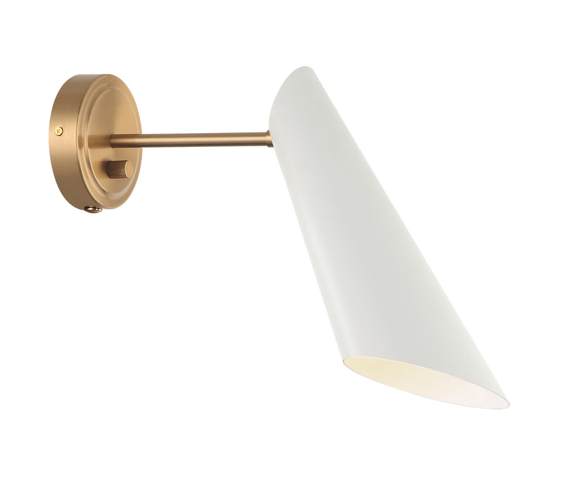 Matteo Lighting S08011AGWH Wall Sconce Light, Aged Gold Brass / White Finish - LightingWellCo