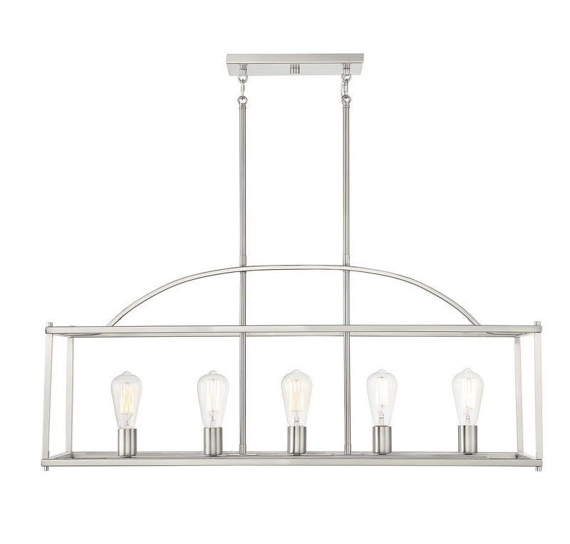 Savoy House 1-190-5-SN Five Light Linear Chandelier, Satin Nickel Finish LightingWellCo