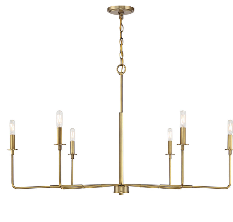 Savoy House 1-2221-6-322 Six Light Chandelier, Warm Brass Finish LightingWellCo