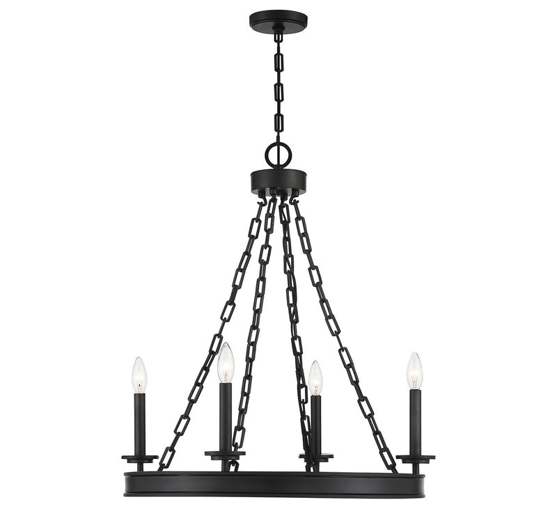 Savoy House 1-4403-4-89 Four Light Chandelier, Matte Black Finish LightingWellCo