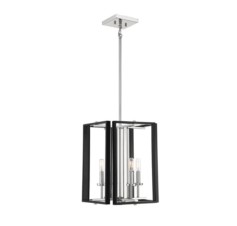 Savoy House 3-8881-4-173 Four Light Pendant, Black W/ Polished Nickel Accents Finish LightingWellCo