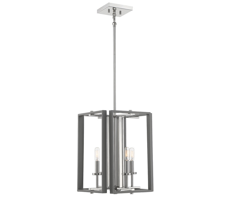 Savoy House 3-8881-4-175 Four Light Pendant, Gray W/ Polished Nickel Accents Finish LightingWellCo