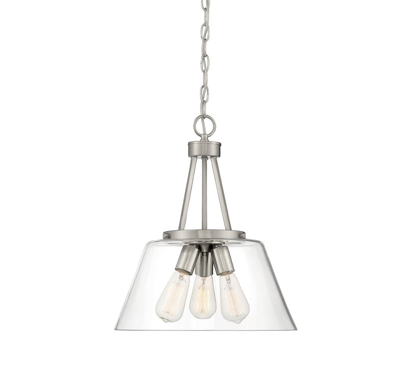 Savoy House Calhoun 7-1025-3-SN Three Light Pendant, Satin Nickel Finish - LightingWellCo