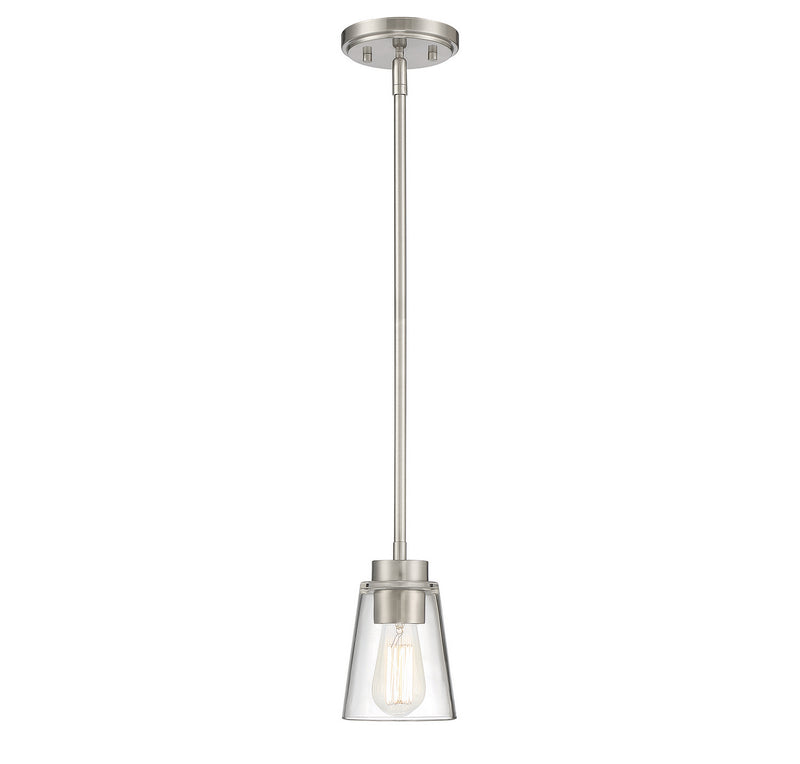 Savoy House Calhoun 7-1026-1-SN One Light Mini-Pendant, Satin Nickel Finish - LightingWellCo