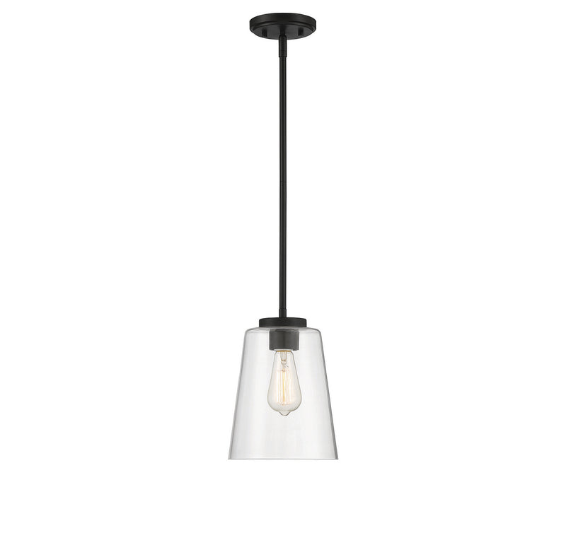 Savoy House Calhoun 7-1027-1-89 One Light Mini-Pendant, Matte Black Finish - LightingWellCo