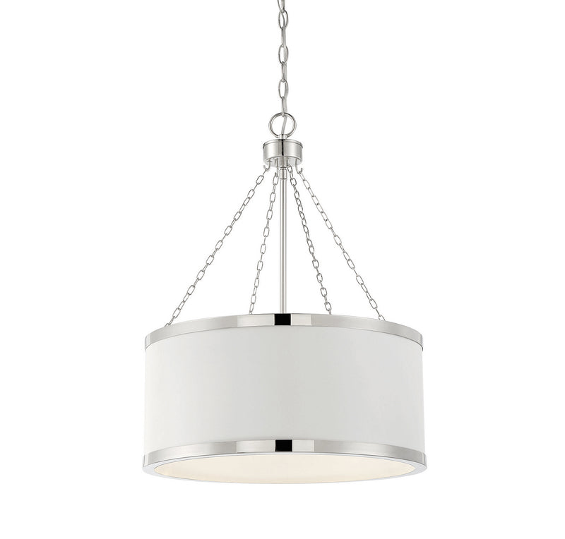 Savoy House Delphi 7-188-6-172 Six Light Pendant, White W/ Polished Nickel Acccents Finish - LightingWellCo